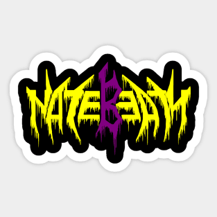 Nate Beaty Death Metal Logo Yellow and Purple Sticker